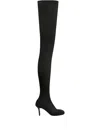 Courrèges Square-toe Mesh Over-the-knee Boots In Black