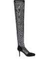 Courrèges Square-toe Mesh Thigh Boots In Black