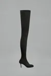 Courrèges Square-toe Mesh Over-the-knee Boots In Black