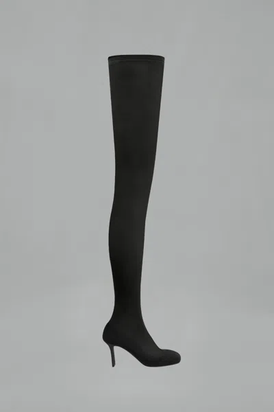Courrèges Square Toe Mesh Thigh Boots In Black