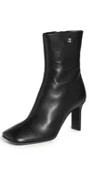 Courrèges Square Toe Nappa Ankle Boots 80mm Black In Black