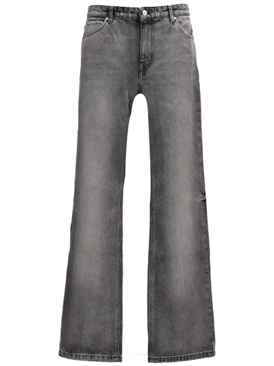Courrèges Stonewashed Straight-leg Cotton Jeans In Gray