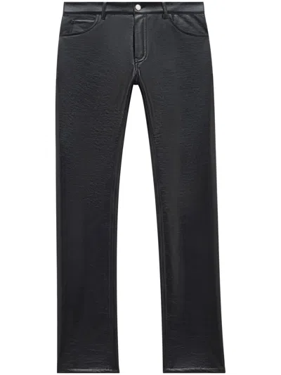 Courrèges Straight Leg Slim Cut Cotton Blend Trousers In Black