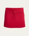 Courrèges Belted Mini Skirt Pockets In Ruby