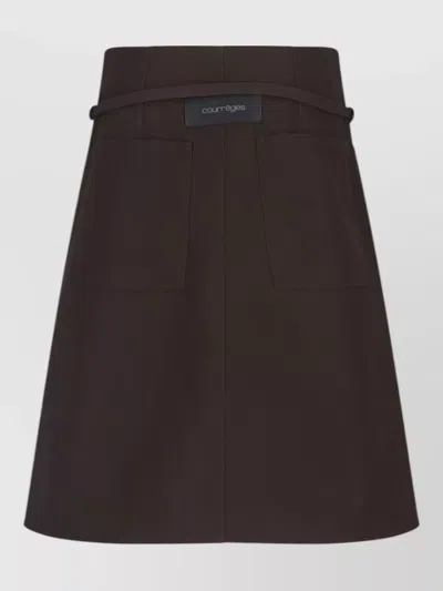 Courrèges Straight Shorts Belt Loops Front Back Pockets In Brown