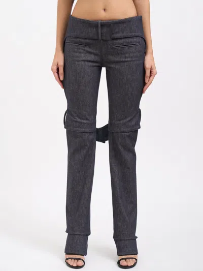 Courrèges Courregès Strap Denim Bootcut Pants In Gold