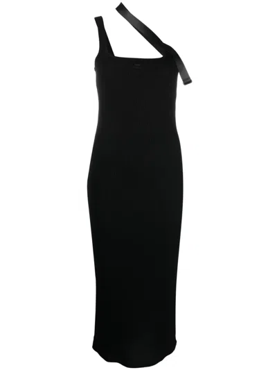 Courrèges "strap Biais 90's" Midi Dress In Black