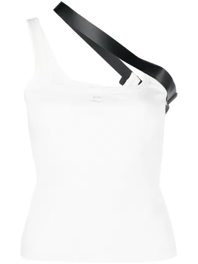Courrèges Strap-detail Ribbed Tank Top In White