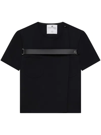 Courrèges Strap Racer Twill T-shirt In Black