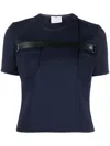 Courrèges Logo-plaque Cotton T-shirt In Blau