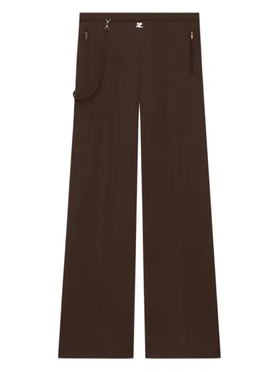 Courrèges Strap-detail Track Pants In Brown