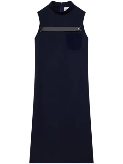 Courrèges Strap-detailed Twill Midi Dress In Blue