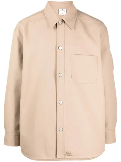Courrèges Strap-detailing Button-up Shirt In Braun
