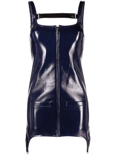 Courrèges High-shine Strappy Minidress In Blue