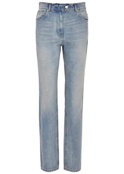 Courrèges Strap-embellished Slim-leg Jeans In Light Blue
