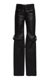 Courrèges Strap Leather Cutout Pants In Black