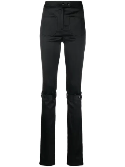 Courrèges Strap Satin Trousers In Black