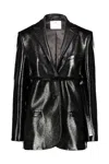 Courrèges Courreges Woman Blazer Black Size 4 Cotton, Polyurethane, Elastane In Black