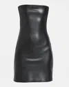 Courrèges Strapless Faux Leather Mini Dress In Black