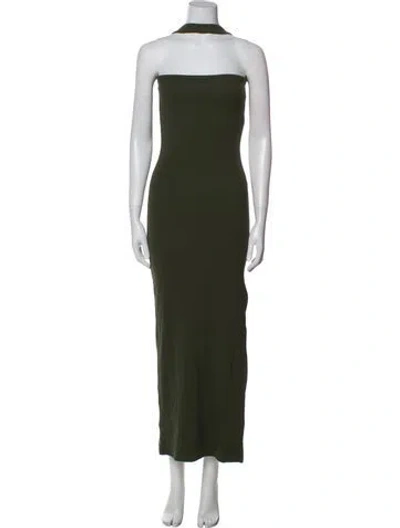 Pre-owned Courrèges Strapless Long Dress In Green