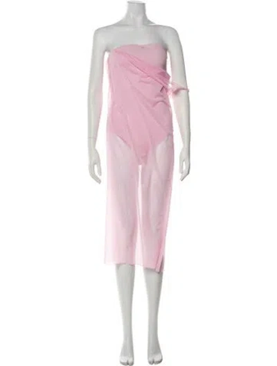 Pre-owned Courrèges Strapless Midi Length Dress W/ Tags In Pink