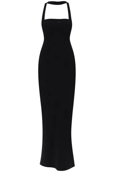 COURRÈGES STRAPLESS RIBBED MAXI DRESS IN BLACK FOR WOMEN