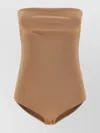 Courrèges Strapless Seamless Bodysuit Top In Brown