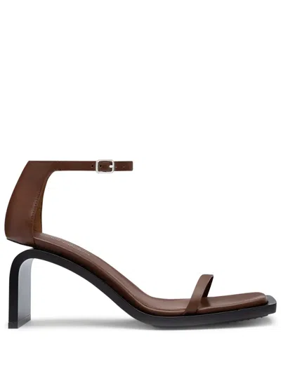 Courrèges Stream 75mm Leather Sandals In Brown