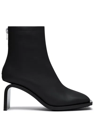 Courrèges Stream Leather Ankle Boots In Black
