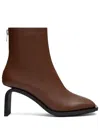 Courrèges Stream Leather Ankle Boots In Brown