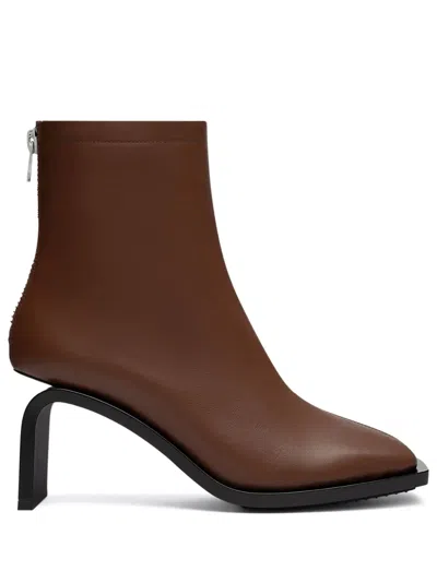 Courrèges Stream Leather Ankle Boots In Brown