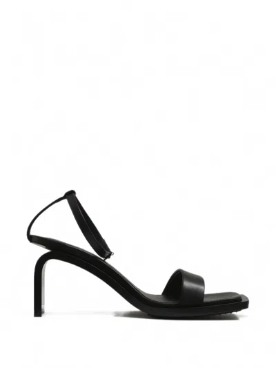 Courrèges Stream Leather Heeled Sandals In Black