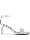 Courrèges Stream Mirror 70mm Leather Sandals In 银色
