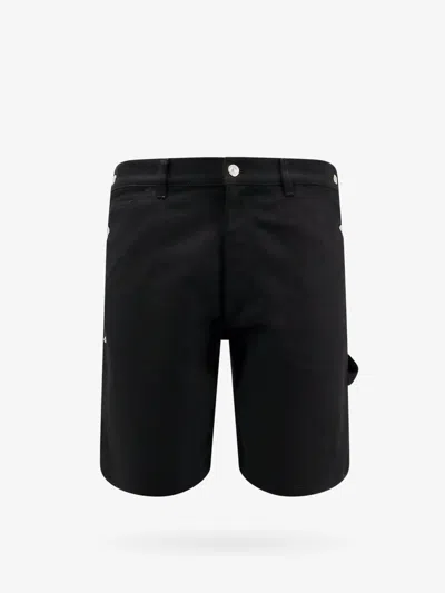 Courrèges Stretch Cotton Bermuda Shorts With Embroidered Logo In Black