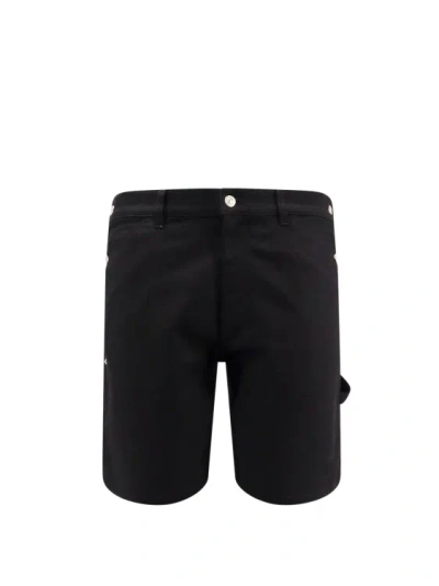 Courrèges Stretch Cotton Bermuda Shorts With Embroidered Logo In Black