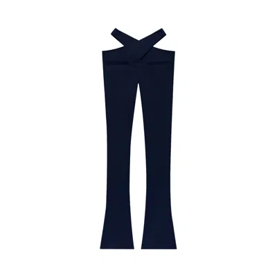 Pre-owned Courrèges Stretch Crepe Criss Cross Trouser 'navy' | Blue | Women's Size 36