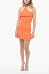 Courrèges Cotton-blend Ribbed-knit Halterneck Minidress In Orange