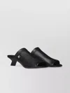 Courrèges Stretch Leather Peep Toe Mules Sculpted Heel