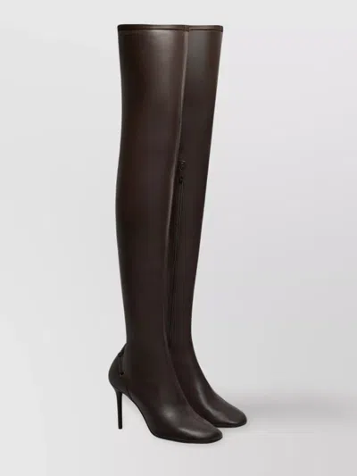 Courrèges Stretch Over-the-knee Stiletto Boots Strap Detailing In Black