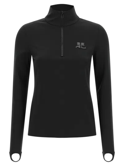 Courrèges Courreges Stretch Technical Fabric Sweatshirt In Black