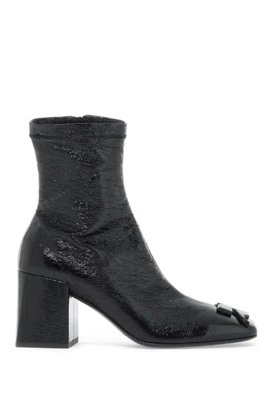 Courrèges Stretch Vinyl Ankle Boots In Black