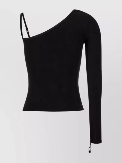 Courrèges Stretch Viscose One-shoulder Top In Black