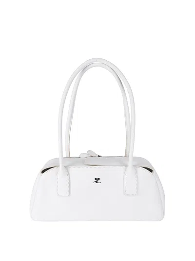 Courrèges Strip Leather Bag In White