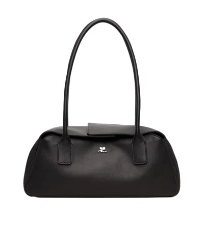 Courrèges Strip Shoulder Bag In Black