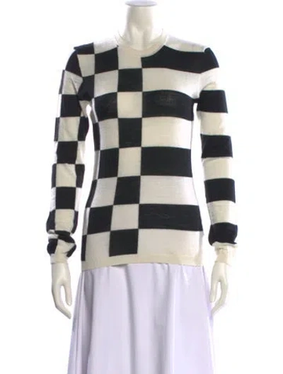Pre-owned Courrèges Striped Crew Neck Sweater In Black