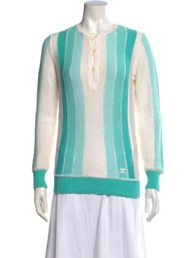 Pre-owned Courrèges Striped Crew Neck Sweater In Multicolor