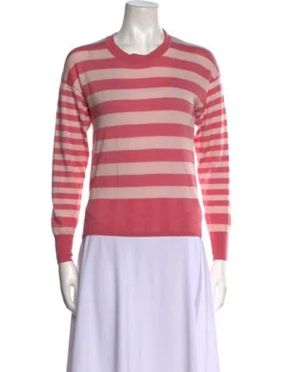 Pre-owned Courrèges Striped Crew Neck Sweater In Pink