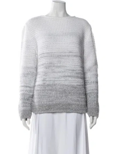 Pre-owned Courrèges Striped Crew Neck Sweater In White