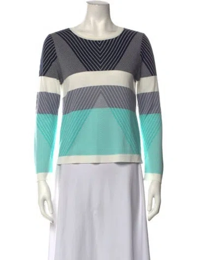 Pre-owned Courrèges Striped Crew Neck Top In Blue/green