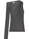 Courrèges Striped Mesh Top In Black